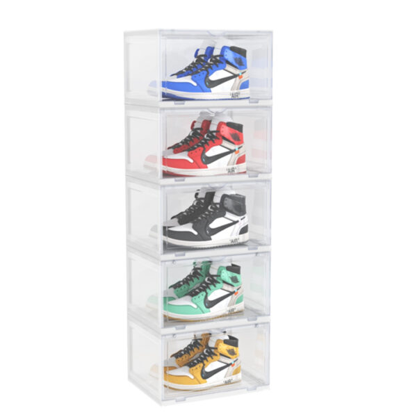 SOGA 5 Tier Transparent Portable Shoe Organiser Sneaker Footwear Folding Plastic Bin Stackable Storage Box with Magnetic Door, Furniture, Storage & Shelving, Shoe Storage, , ,  - AU DEPOT 1