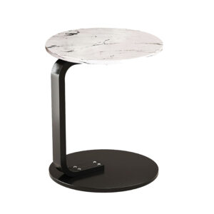 SOGA 50cm White Marble Mini Side Table Movable Lightweight w Black Frame SideTab34 AU DEPOT - AU DEPOT