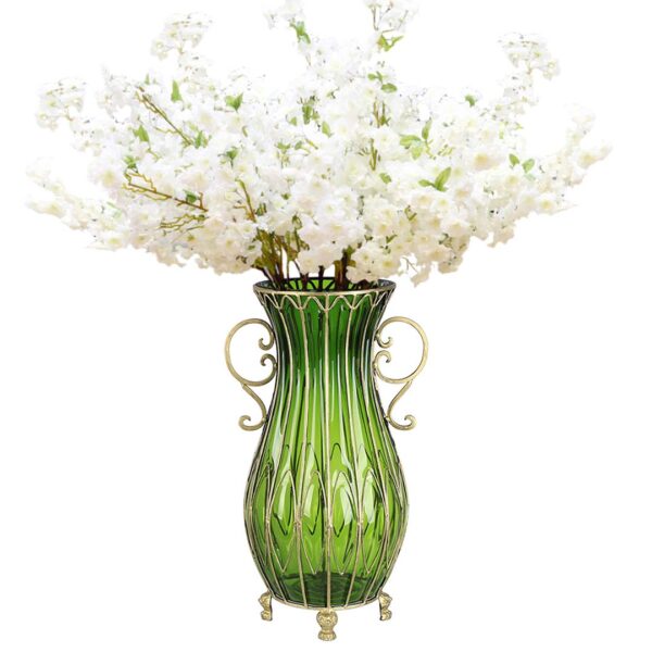 SOGA 51cm Green Glass Tall Floor Vase and 10pcs White Artificial Fake Flower Set, Home & Living, Home Decor, Vases, , ,  - AU DEPOT 1