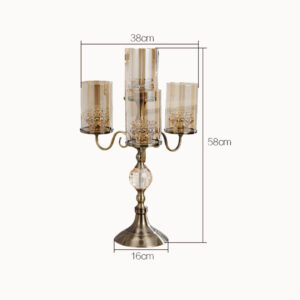 SOGA 58cm 4-Slots Glass Candlestick Candle Holder Stand Pillar Glass/Iron Metal, Home & Living, Home Decor, Candles & Holders, Candle Accessories, ,  - AU DEPOT 2