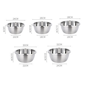 SOGA 5Pcs Deepen Polished Stainless Steel Stackable Baking Washing Mixing Bowls Set Food Storage Basin, Home & Living, Kitchen & Dining, Bakeware, Mixing Bowls, ,  - AU DEPOT 2