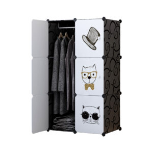 SOGA 6 Cubes Black Portable Wardrobe Divide Grid Modular Storage Organiser Foldable Closet Wrobe1774 AU DEPOT - AU DEPOT