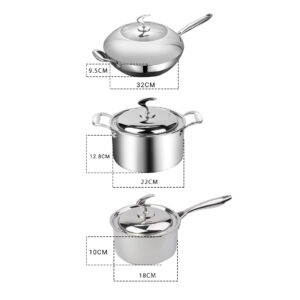 SOGA 6 Piece Cookware Set 18/10 Stainless Steel 3-Ply Frying Pan, Milk, and Soup Pot with Lid, Home & Living, Kitchen & Dining, Cookware, Cookware Sets, ,  - AU DEPOT 2