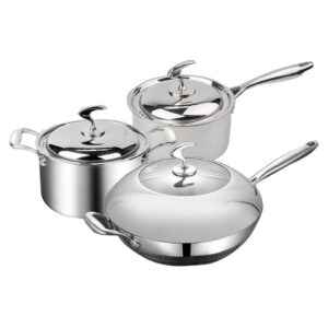 SOGA 6 Piece Cookware Set 1810 Stainless Steel 3 Ply Frying Pan Milk and Soup Pot with Lid Cookware Sets SSPanPotSet AU DEPOT Cookware Sets - AU DEPOT