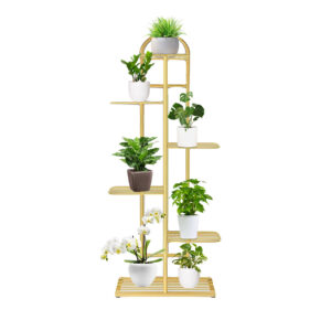 SOGA 6 Tier 7 Pots Gold Metal Plant Stand Flowerpot Display Shelf Rack Indoor Home Office Decor FPotH14 AU DEPOT - AU DEPOT