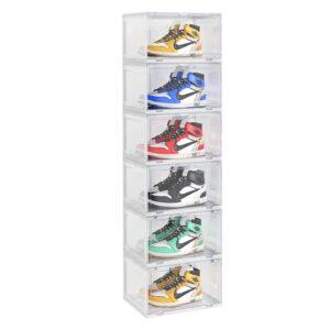 SOGA 6 Tier Transparent Portable Shoe Organiser Sneaker Footwear Folding Plastic Bin Stackable Storage Box with Magnetic Door, Furniture, Storage & Shelving, Shoe Storage, , ,  - AU DEPOT 1