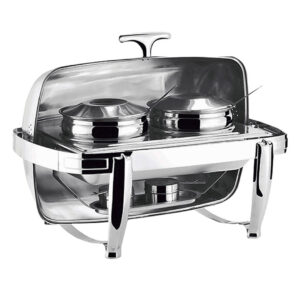 SOGA 6.5L Stainless Steel Double Soup Tureen Bowl Station Roll Top Buffet Chafing Dish Catering Chafer Food Warmer Server ChafingDishV3B1 AU DEPOT - AU DEPOT