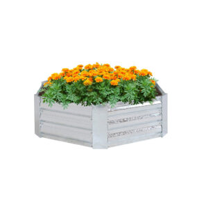 SOGA 60cm Hexagon Shape Galvanised Raised Garden Bed Vegetable Herb Flower Outdoor Planter Box MetalBSil519 AU DEPOT - AU DEPOT