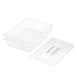 SOGA 65mm Clear Gastronorm GN Pan 12 Food Tray Storage Bundle of 2 with Lid Baking Trays VICPans1415wLidX2 AU DEPOT Baking Trays - AU DEPOT