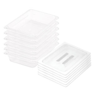 SOGA 65mm Clear Gastronorm GN Pan 12 Food Tray Storage Bundle of 6 with Lid Baking Trays VICPans1415wLidX6 AU DEPOT Baking Trays - AU DEPOT