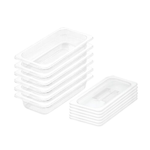 SOGA 65mm Clear Gastronorm GN Pan 1/3 Food Tray Storage Bundle of 6 with Lid, Home & Living, Kitchen & Dining, Bakeware, Baking Trays, ,  - AU DEPOT 1