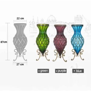 SOGA 67cm Purple Glass Tall Floor Vase with Metal Flower Stand, Home & Living, Home Decor, Vases, , ,  - AU DEPOT 2