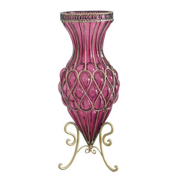 SOGA 67cm Purple Glass Tall Floor Vase with Metal Flower Stand, Home & Living, Home Decor, Vases, , ,  - AU DEPOT 1