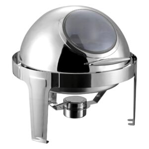 SOGA 6L Round Chafing Stainless Steel Food Warmer with Glass Roll Top ChafingDish5639 AU DEPOT - AU DEPOT