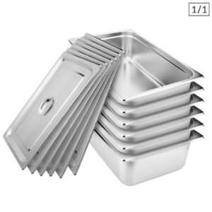 SOGA 6X Gastronorm GN Pan Full Size 11 GN Pan 15cm Deep Stainless Steel Tray With Lid Baking Trays GP5405wLidX6 AU DEPOT Baking Trays - AU DEPOT