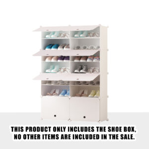 SOGA 7 Tier 2 Column White Shoe Rack Organizer Sneaker Footwear Storage Stackable Stand Cabinet Portable Wardrobe with Cover, Furniture, Storage & Shelving, Shoe Storage, , ,  - AU DEPOT 2