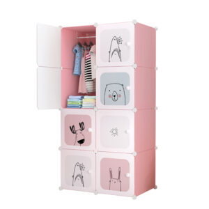 SOGA 8 Cubes Pink Portable Wardrobe Divide Grid Modular Storage Organiser Foldable Closet Wrobe2010 AU DEPOT - AU DEPOT