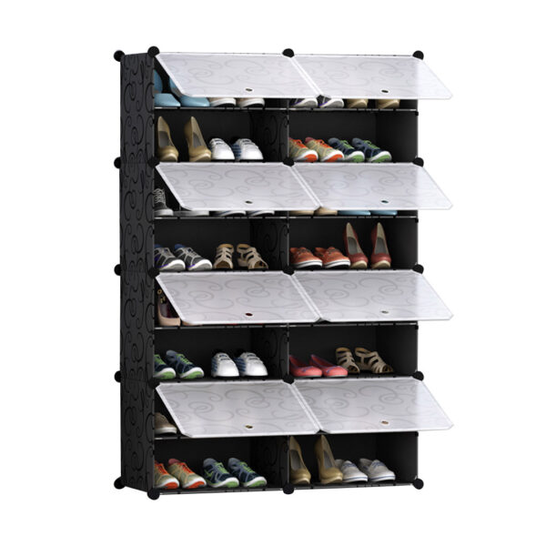 SOGA 8 Tier 2 Column Shoe Rack Organizer Sneaker Footwear Storage Stackable Stand Cabinet Portable Wardrobe with Cover, Furniture, Storage & Shelving, Shoe Storage, , ,  - AU DEPOT 1