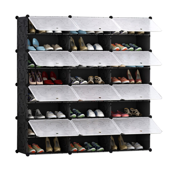 SOGA 8 Tier 3 Column Shoe Rack Organizer Sneaker Footwear Storage Stackable Stand Cabinet Portable Wardrobe with Cover, Furniture, Storage & Shelving, Shoe Storage, , ,  - AU DEPOT 1