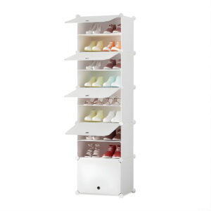 SOGA 8 Tier White Shoe Rack Organizer Sneaker Footwear Storage Stackable Stand Cabinet Portable Wardrobe with Cover ShoeBox92 AU DEPOT - AU DEPOT