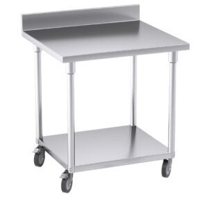 SOGA 80cm Commercial Catering Kitchen Stainless Steel Prep Work Bench Table with Backsplash and Caster Wheels, furniture, kitchen & dining room furniture, buffets, sideboards & kitchen islands, , ,  - AU DEPOT 1