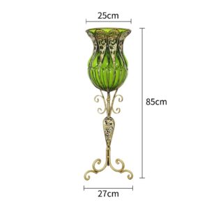 SOGA 85cm Green Glass Floor Vase with Tall Metal Flower Stand, Home & Living, Home Decor, Vases, , ,  - AU DEPOT 2