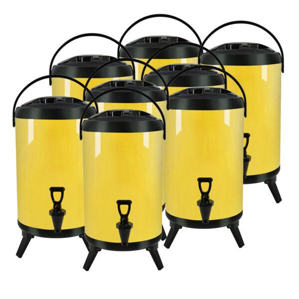 SOGA 8X 14L Stainless Steel Insulated Milk Tea Barrel Hot and Cold Beverage Dispenser Container with Faucet Yellow, Home & Living, Kitchen & Dining, Barware, Spirit Dispensers, ,  - AU DEPOT 1