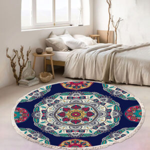 SOGA 90cm Round Rug Bohemian Circle Area Rug with Bohemian Geometric Pattern, Anti-slip Doormat, Home Decor, Home & Living, Home Decor, Rugs, Shaggy Rugs, ,  - AU DEPOT 2