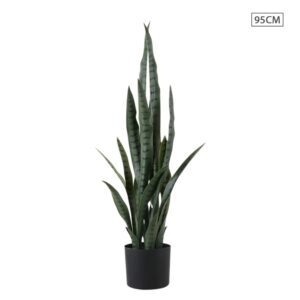 SOGA 95cm Sansevieria Snake Artificial Plants with Black Plastic Planter Greenery Home Office Decor APlantFH9510 AU DEPOT - AU DEPOT