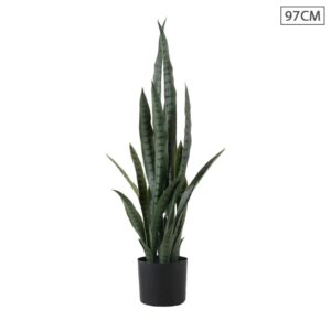 SOGA 97cm Sansevieria Snake Artificial Plants with Black Plastic Planter Greenery, Home Office Decor, Home & Living, Home Decor, Artificial Plants, , ,  - AU DEPOT 1