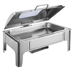 SOGA 9L Rectangular Stainless Steel Soup Warmer Roll Top Chafer Chafing Dish Set with Glass Visual Window Lid ChafingDish0323 AU DEPOT - AU DEPOT