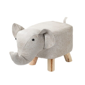 SOGA Beige Children Bench Elephant Character Round Ottoman Stool Soft Small Comfy Seat Home Decor AniStool22 AU DEPOT - AU DEPOT