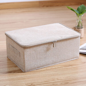 SOGA Beige Small Portable Double Zipper Storage Box Moisture Proof Clothes Basket Foldable Home Organiser, Furniture, Storage & Shelving, Home Storage, , ,  - AU DEPOT 2