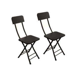 SOGA Black Foldable Chair Space Saving Lightweight Portable Stylish Seat Home Decor Set of 2 ChairAS711 AU DEPOT - AU DEPOT