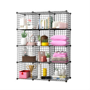 SOGA Black Portable 12 Cube Storage Organiser Foldable DIY Modular Grid Space Saving Shelf NetBox3010 AU DEPOT - AU DEPOT