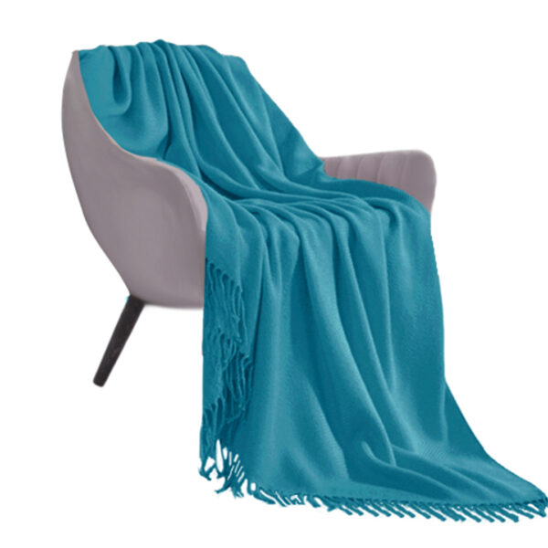 SOGA Blue Acrylic Knitted Throw Blanket Solid Fringed Warm Cozy Woven Cover Couch Bed Sofa Home Decor, Home, Bed Linen, Throws And Blankets, Blankets, ,  - AU DEPOT 1