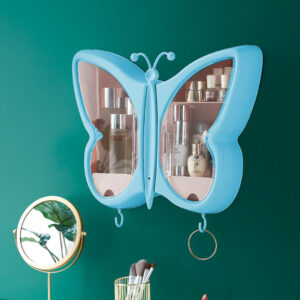 SOGA Blue Butterfly Shape Wall-Mounted Makeup Organiser Dustproof Waterproof Bathroom Storage Box Home Decor, Home, Bathroom, Bathroom Accessories, Bathroom Storage, ,  - AU DEPOT 2