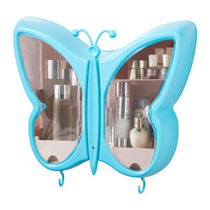 SOGA Blue Butterfly Shape Wall-Mounted Makeup Organiser Dustproof Waterproof Bathroom Storage Box Home Decor, Home, Bathroom, Bathroom Accessories, Bathroom Storage, ,  - AU DEPOT 1