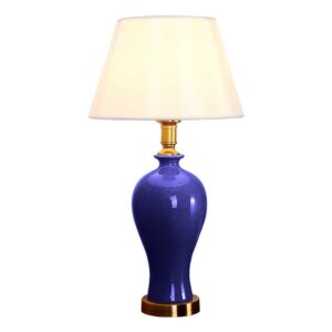 SOGA Blue Ceramic Oval Table Lamp with Gold Metal Base Lamps TableLamp120Blue AU DEPOT Lamps - AU DEPOT