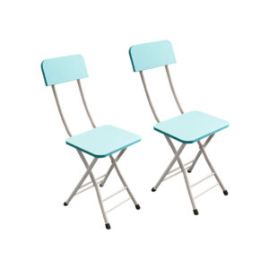 SOGA Blue Foldable Chair Space Saving Lightweight Portable Stylish Seat Home Decor Set of 2 ChairAS716 AU DEPOT - AU DEPOT