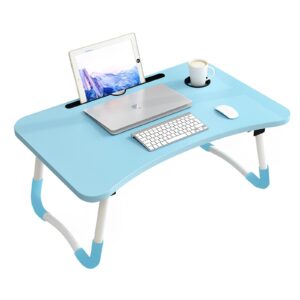 SOGA Blue Portable Bed Table Adjustable Foldable Bed Sofa Study Table Laptop Mini Desk with Notebook Stand Cup Slot Home Decor, Desks & Computer Tables, , , , ,  - AU DEPOT 1