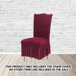 SOGA Burgundy Chair Cover Seat Protector with Ruffle Skirt Stretch Slipcover Wedding Party Home Decor, Home & Living, Home Decor, Chair Covers, , ,  - AU DEPOT 2