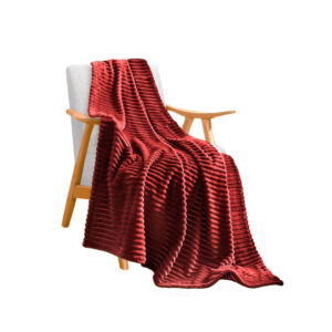 SOGA Burgundy Throw Blanket Warm Cozy Striped Pattern Thin Flannel Coverlet Fleece Bed Sofa Comforter, Home, Bed Linen, Throws And Blankets, Blankets, ,  - AU DEPOT 1