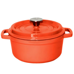 SOGA Cast Iron 24cm Enamel Porcelain Stewpot Casserole Stew Cooking Pot With Lid 3.6L Orange, Home & Living, Kitchen & Dining, Cookware, Casserole Dishes, ,  - AU DEPOT 1