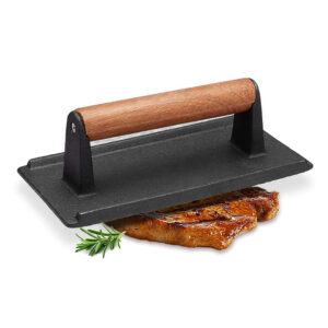 SOGA Cast Iron Bacon Meat Steak Press Grill BBQ with Wood Handle Weight Plate, Electronics & Appliances, Appliances, Small Kitchen Appliances, Benchtop Cooking, Sandwich Presses & Grills,  - AU DEPOT 1