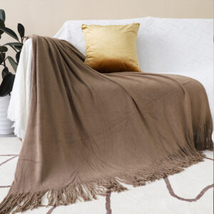 SOGA Coffee Acrylic Knitted Throw Blanket Solid Fringed Warm Cozy Woven Cover Couch Bed Sofa Home Decor, Home, Bed Linen, Throws And Blankets, Blankets, ,  - AU DEPOT 2