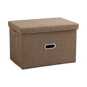 SOGA Coffee Medium Foldable Canvas Storage Box Cube Clothes Basket Organiser Home Decorative Box SBox010 AU DEPOT - AU DEPOT