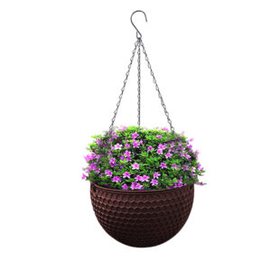 SOGA Coffee Small Hanging Resin Flower Pot Self Watering Basket Planter Outdoor Garden Decor HangPot11Cof AU DEPOT - AU DEPOT