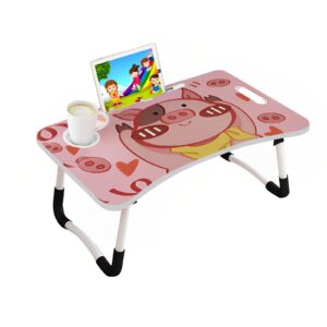 SOGA Cute Pig Design Portable Bed Table Adjustable Foldable Bed Sofa Study Table Laptop Mini Desk with Drawer and Cup Slot Home Decor, Desks & Computer Tables, , , , ,  - AU DEPOT 1