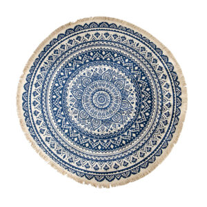 SOGA Dark Blue Carpet Soft Linen Bohemian Non-Slip Floor Retro Minimalist Round Rug Home Decor with Tassels, Home & Living, Home Decor, Rugs, Shaggy Rugs, ,  - AU DEPOT 1